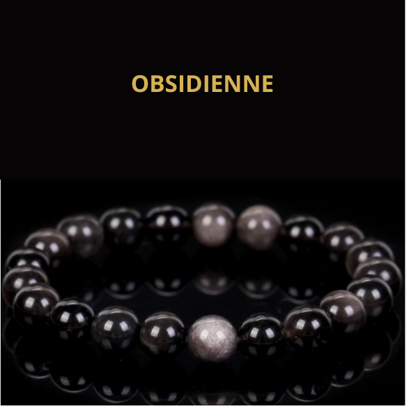 bracelet en pierre naturelle, obsidienne, bracelet en pierres naturelles, bijou spirituel, harmonie et équilibre énergétique